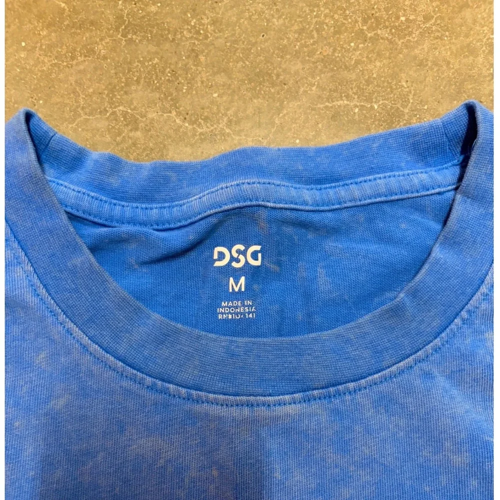 DSG Mens Blue Acid Wash Short Sleeve Crew Neck T-Shirt Size M Logo Tee